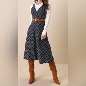 Navy Tweed Midi Dress | Lulus